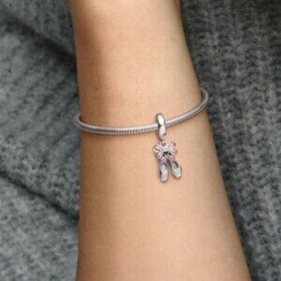 Pink Ballerina Shoes Dangle Charm - Picture 2 of 2